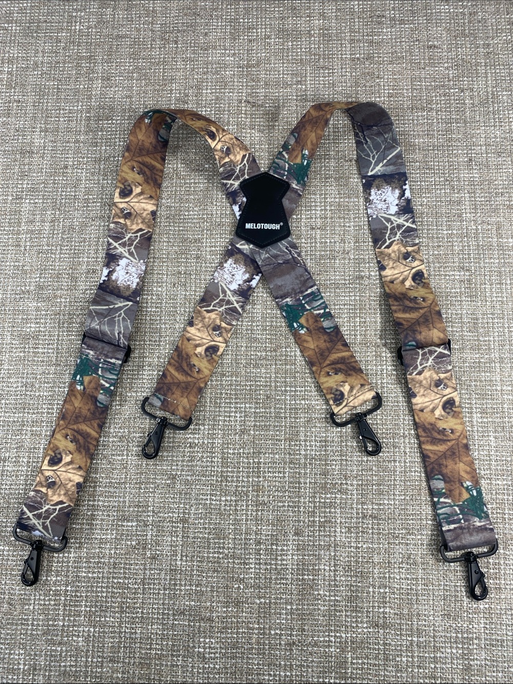 Camo Brown Adjustable suspender Straps - Set of 4 Clips outdoorsman melotough